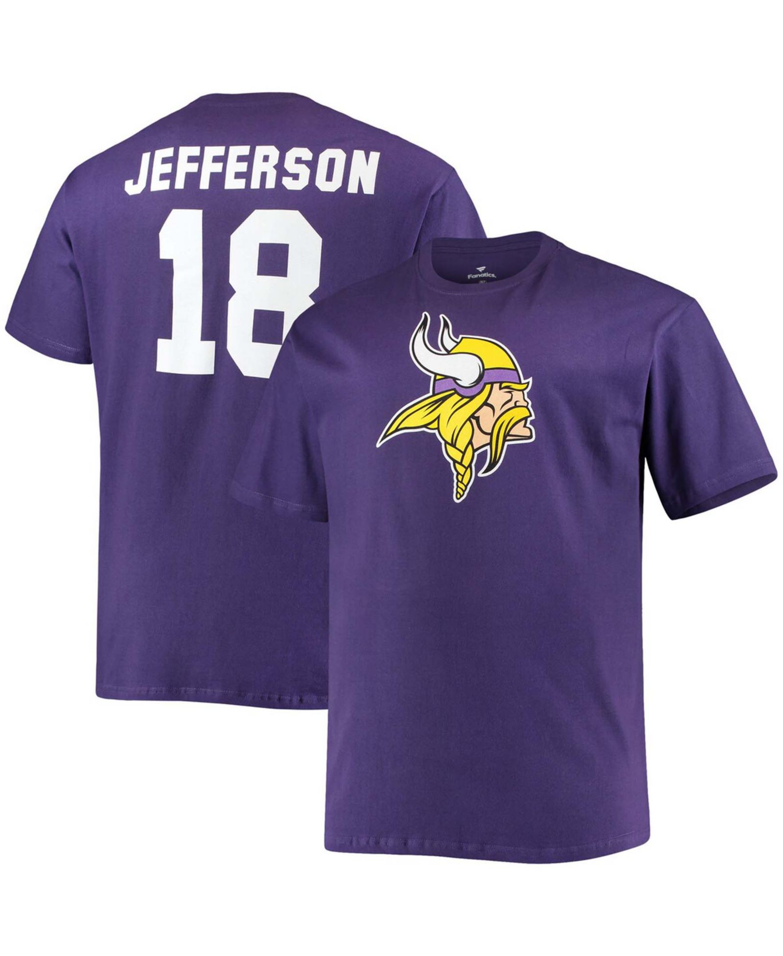 Мужская футболка Fanatics Justin Jefferson Purple Minnesota Vikings Player Name & Number