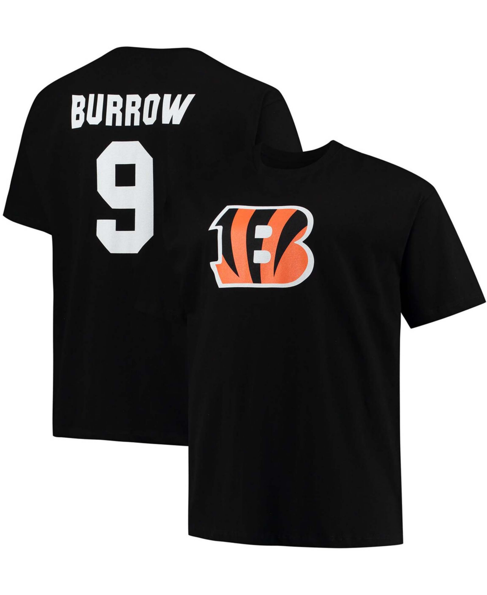 Мужская футболка Fanatics Joe Burrow Cincinnati Bengals с именем и номером, черная, больших размеров