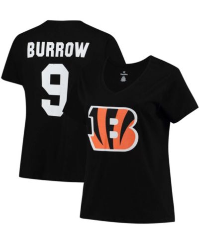 Женская футболка Plus Size Joe Burrow Black Cincinnati Bengals V-Neck