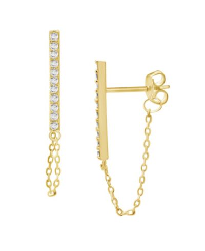 And Now This Gold Plated Bar Chain Drop Post Earrings