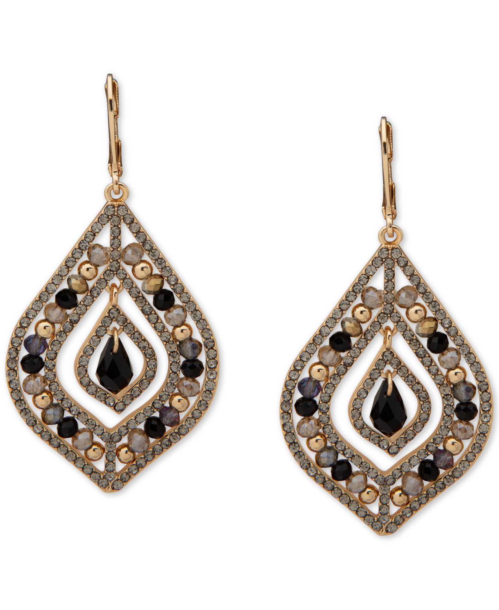 Серьги Lonna & Lilly Gold-Tone Beaded Orbital Chandelier