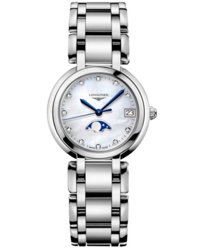 Longines Женские швейцарские часы с бриллиантами (1/20 ct. t.w.) и стальным браслетом 30mm