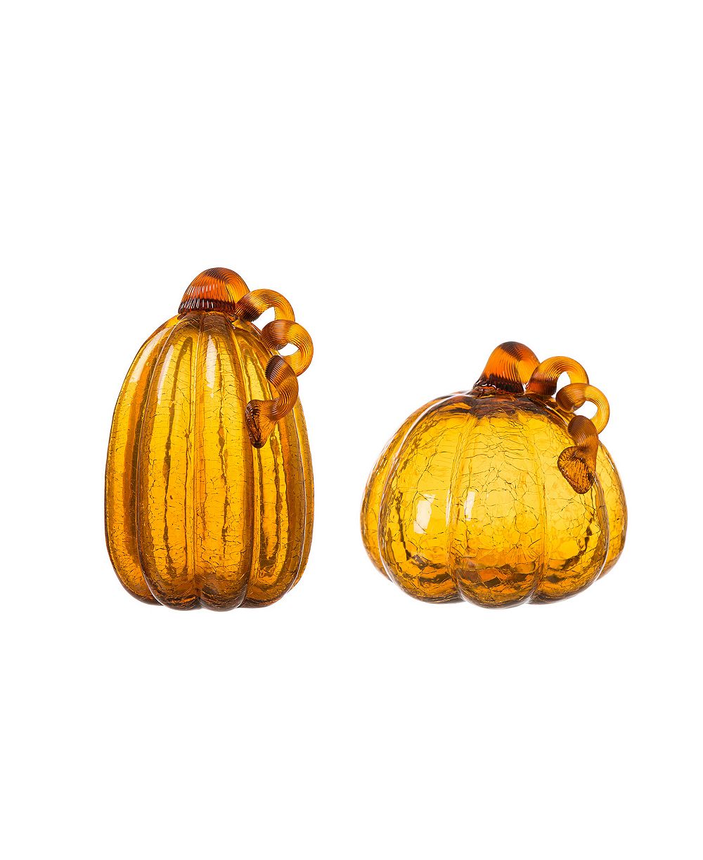 Тыква Glitzhome Amber Crackle, набор 2 шт