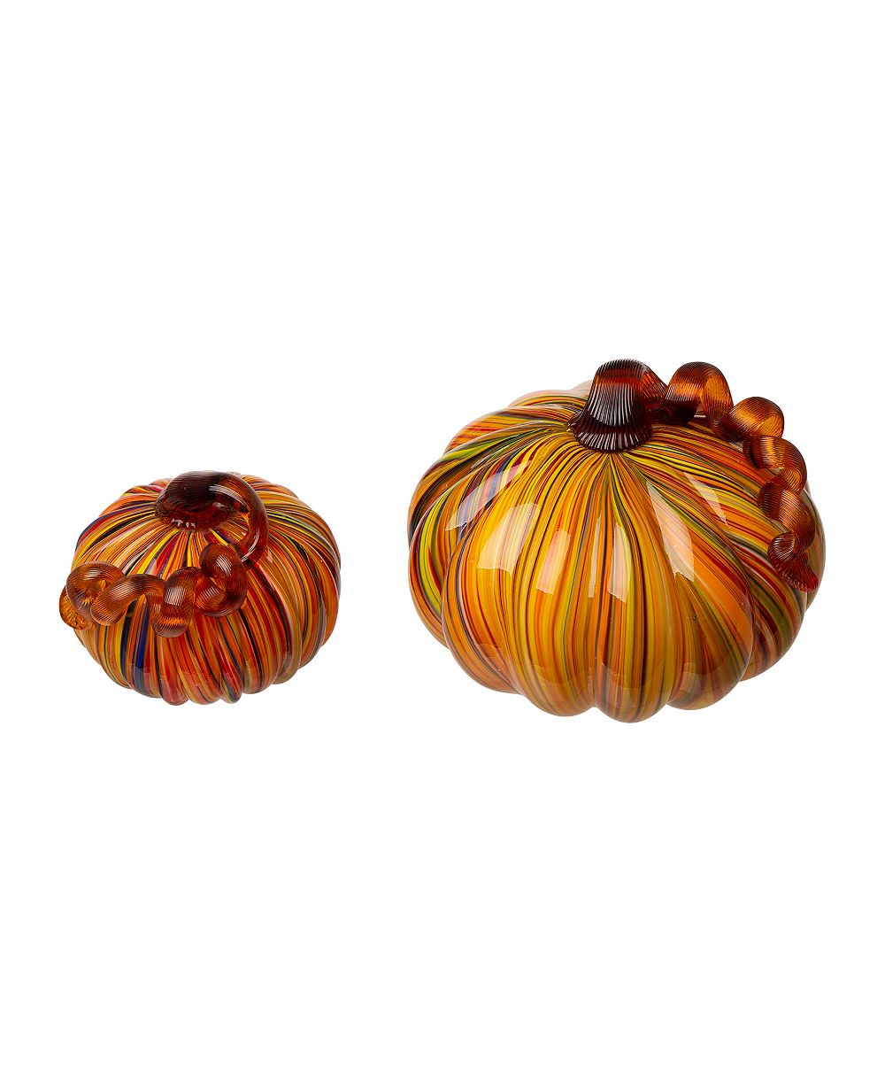 Glitzhome Striped Short Pumpkin, Set of 2