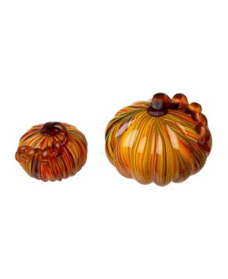 Glitzhome Striped Short Pumpkin, Set of 2