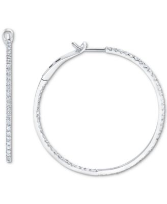 Серьги-кольца Diamond In & Out в 10k белом золоте (1 ct. t.w.)