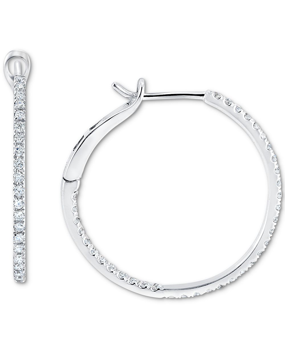 Серьги-кольца Diamond In & Out (1/2 ct. t.w.) из белого золота 10K