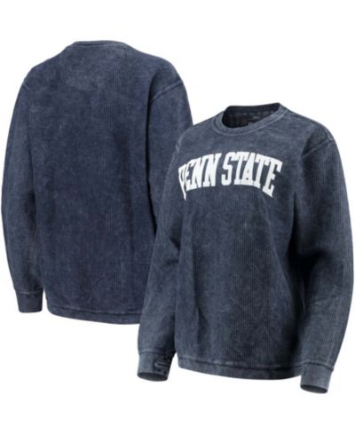 Women's Navy Penn State Nittany Lions Comfy Cord Vintage-Like Wash Basic Arch Pullover Sweatshirt