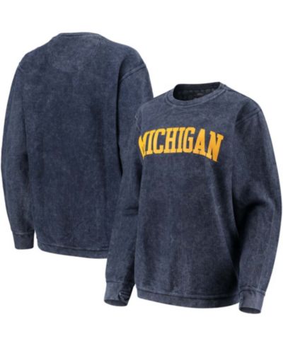 Женское худи Pressbox Navy Michigan Wolverines Comfy Cord Vintage-Like Wash Basic Arch Pullover Sweatshirt