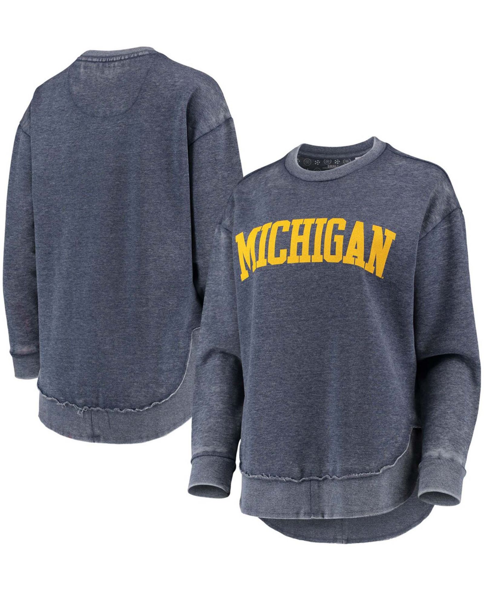 Женское худи Pressbox Navy Michigan Wolverines Vintage-Like Wash Pullover Sweatshirt