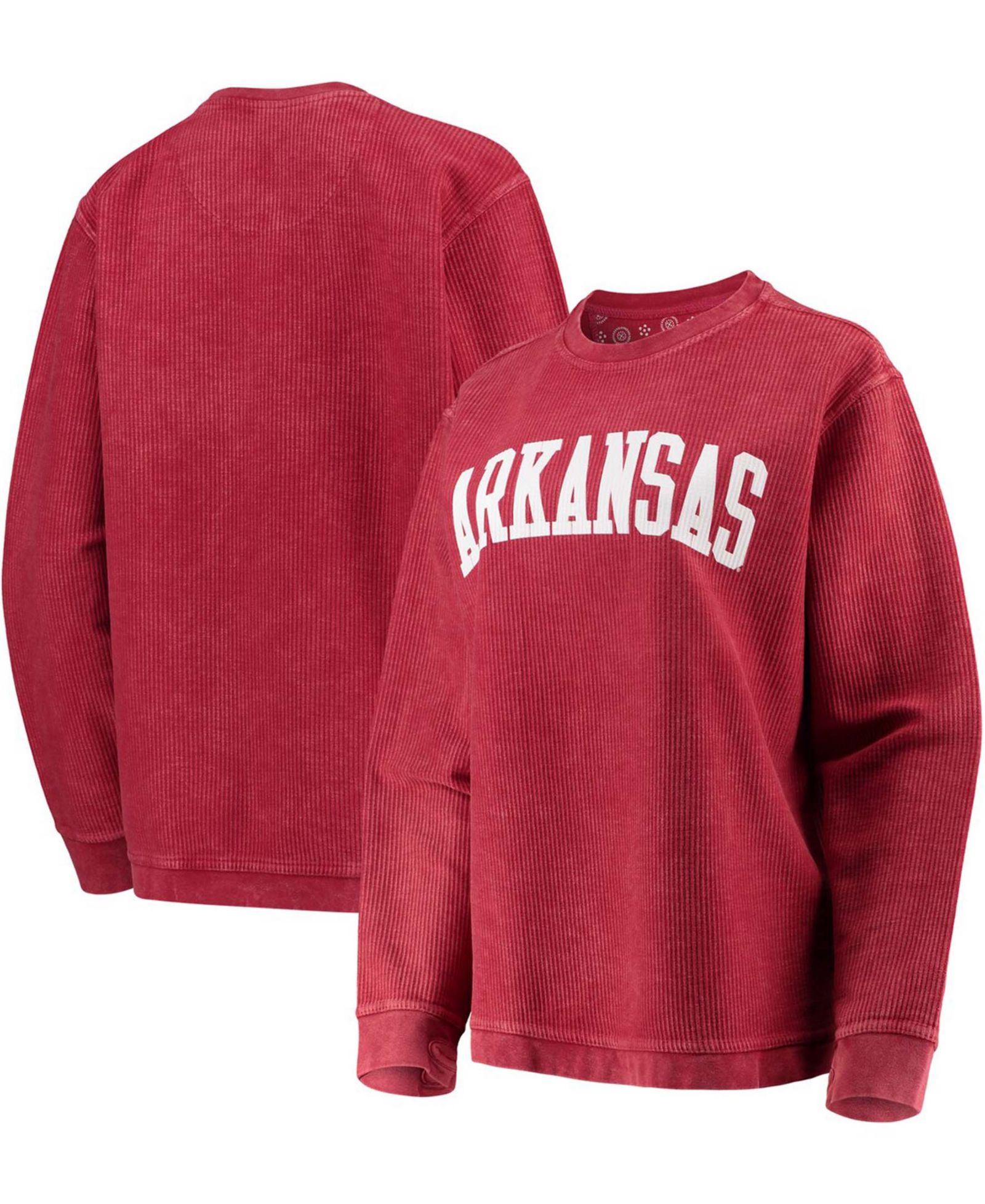 Женский свитшот Pressbox Cardinal Arkansas Razorbacks Comfy Cord Vintage-Like Wash Basic Arch Pullover