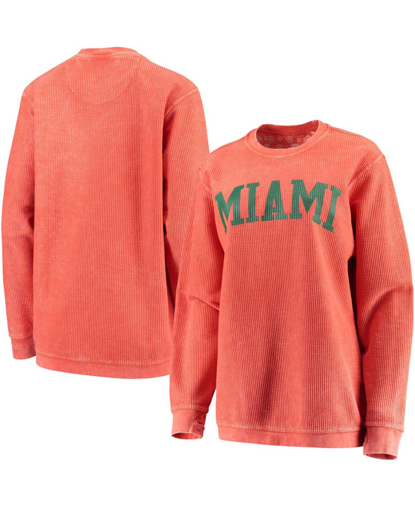 Женская толстовка Pressbox Miami Hurricanes Comfy Cord Vintage-Like Wash Basic Arch Pullover
