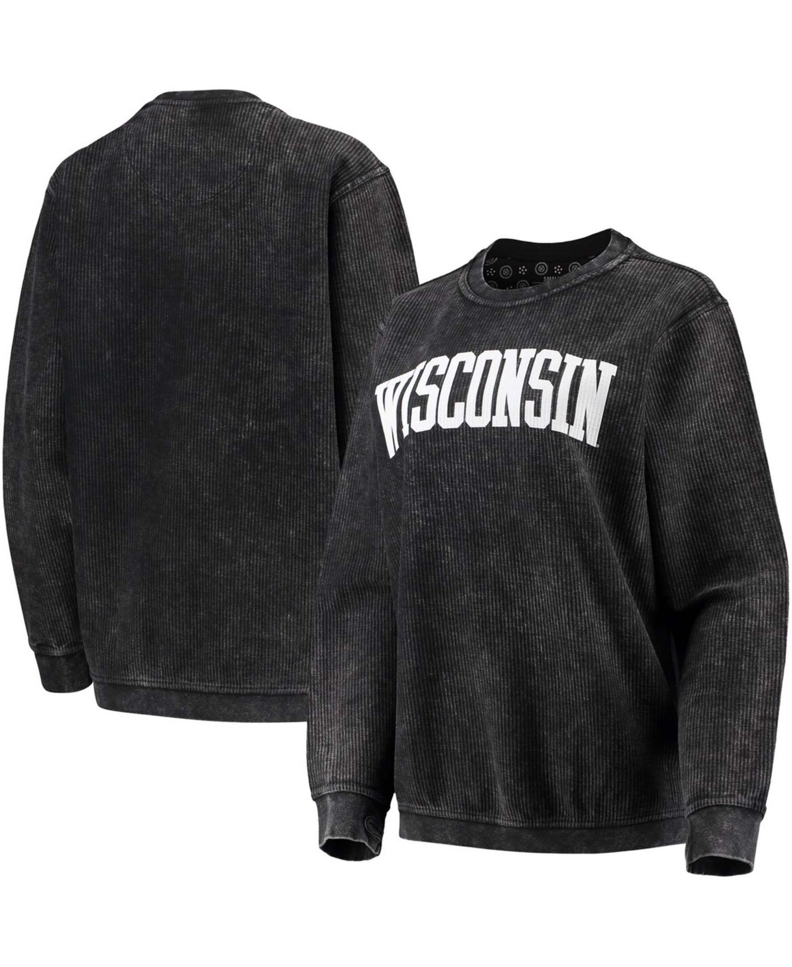 Женское свитшот Pressbox Black Wisconsin Badgers Comfy Cord Vintage-Like Wash Basic Arch Pullover
