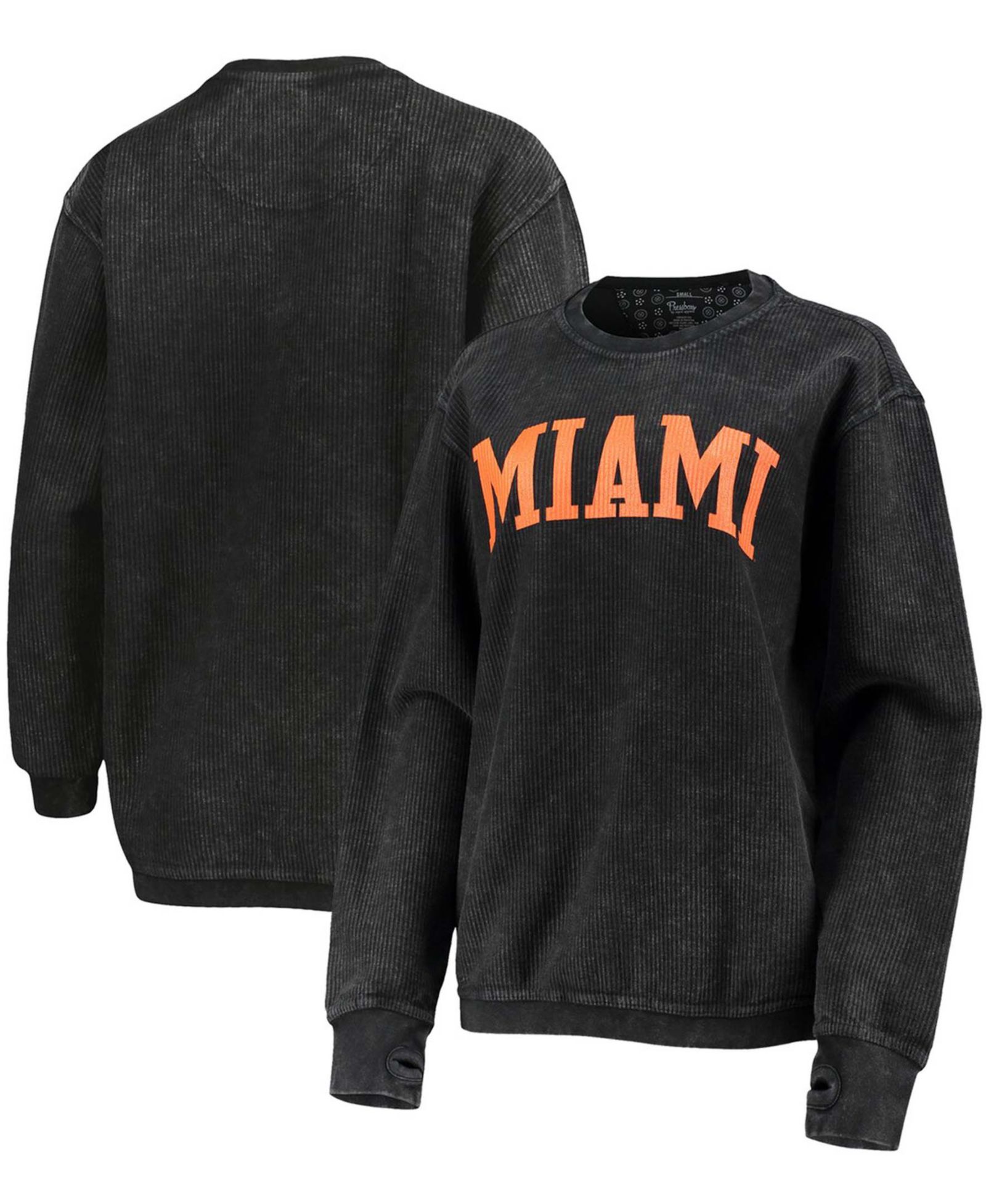 Женское худи Pressbox Black Miami Hurricanes Comfy Cord Vintage-Like Wash