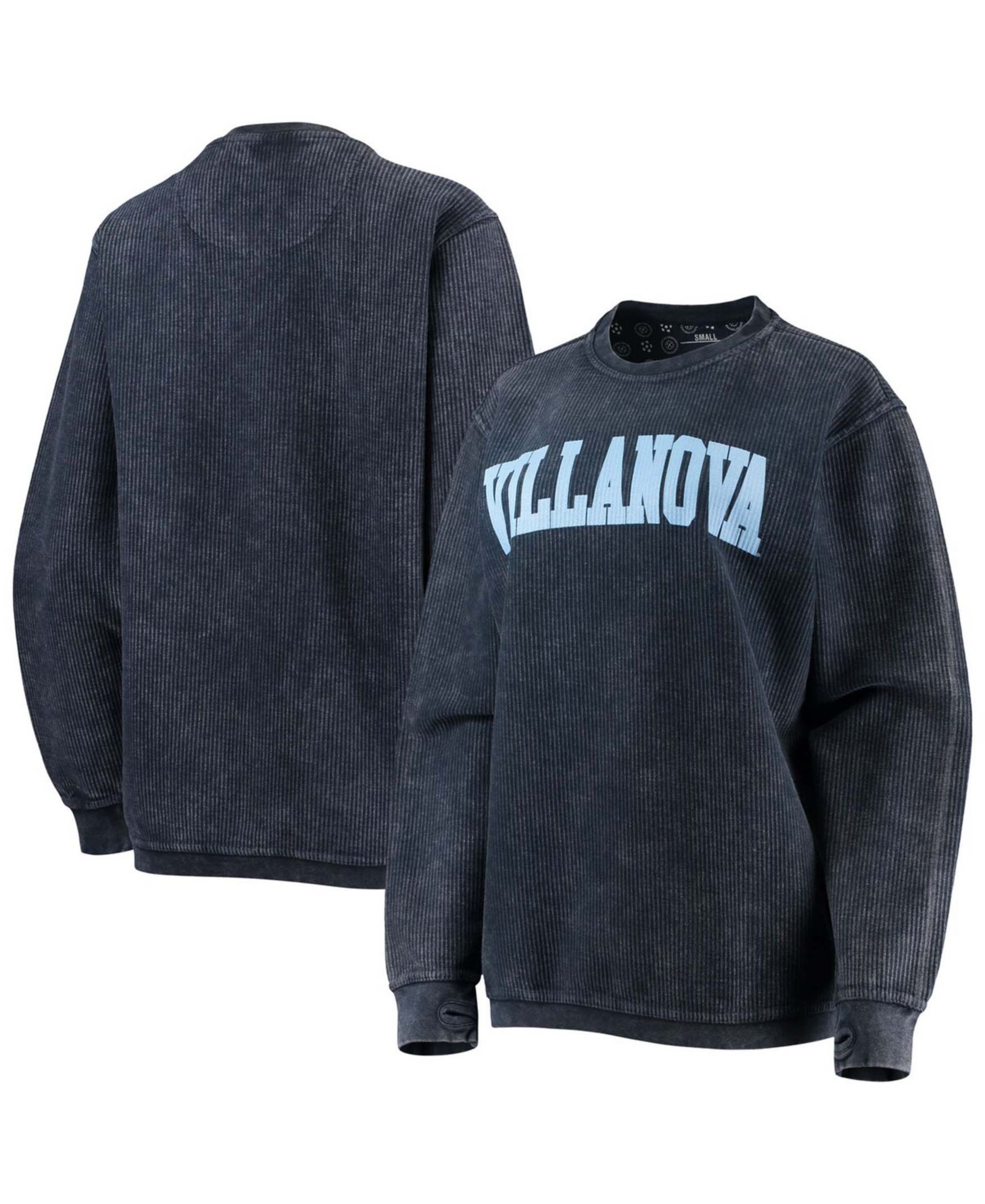 Свитшот Pressbox Women's Navy Villanova Wildcats Comfy Cord Vintage-Like Wash Basic Arch Pullover