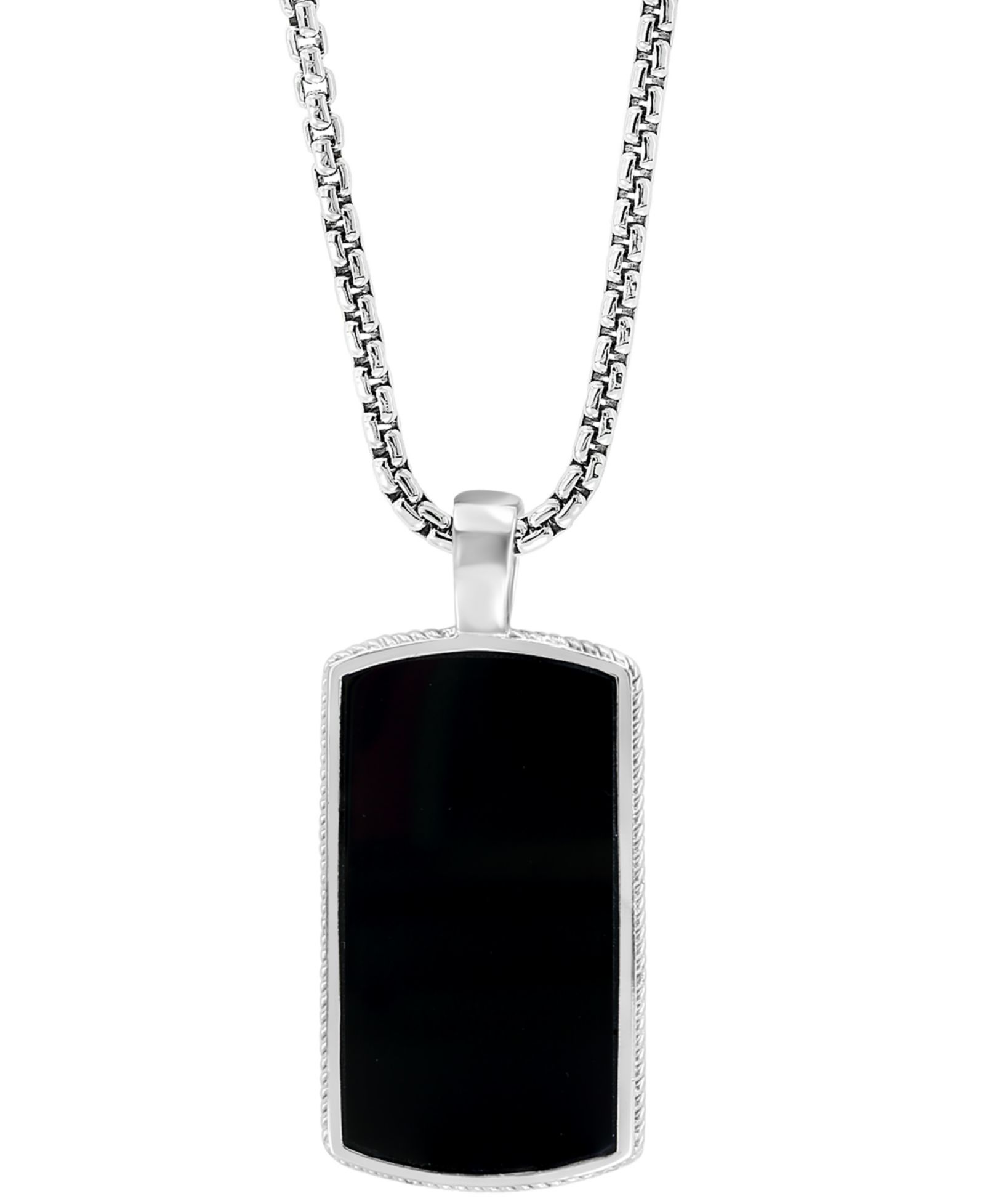 Мужской кулон Dog Tag из стерлингового серебра EFFY® Black Agate 22"