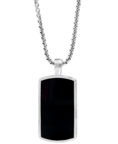 Мужской кулон Dog Tag из стерлингового серебра EFFY® Black Agate 22"
