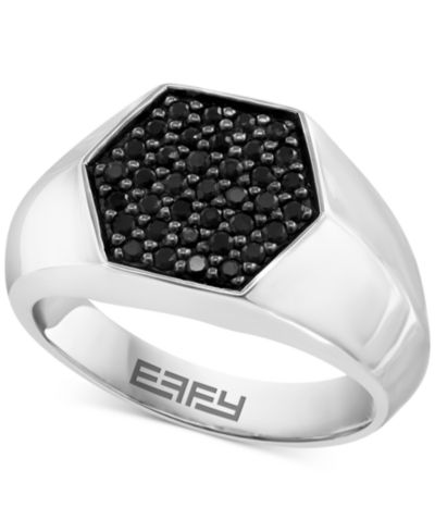 EFFY® Мужское кольцо с черным сапфиром в стерлинговом серебре