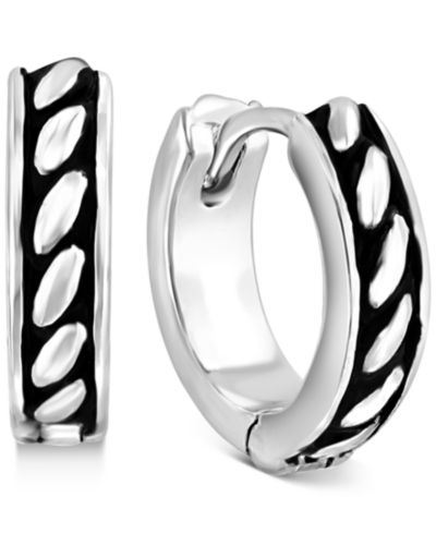 Мужские серьги-кольца EFFY® Antique-Look Huggie Sterling Silver, 3/4"