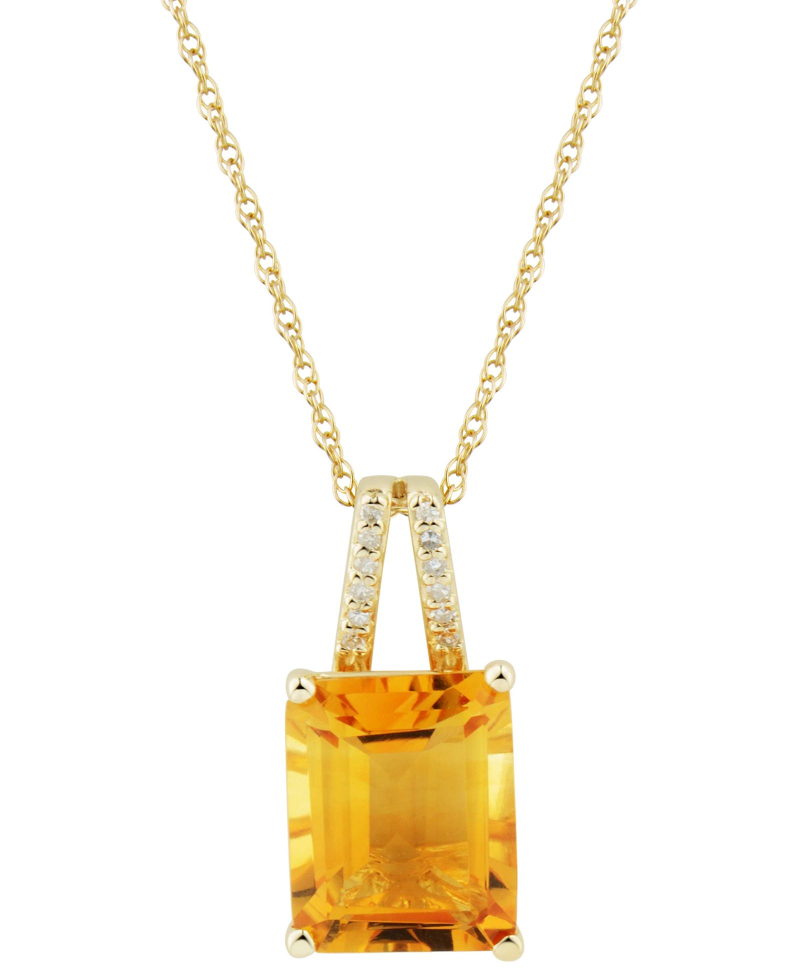 Подвеска с цитрином (3 ct. t.w.) и бриллиантовыми акцентами в 14k золоте, 18"