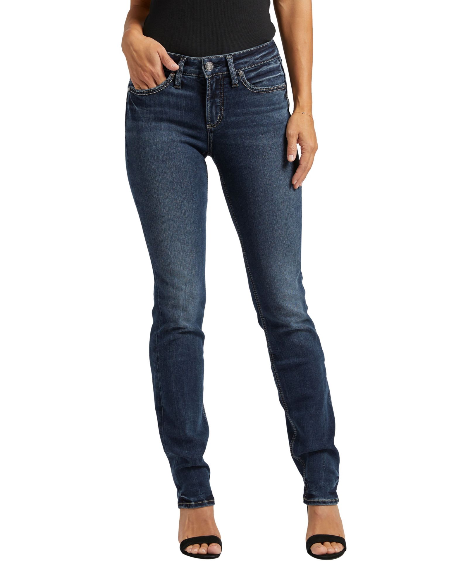 Silver Jeans Co. Suki Curvy Mid Rise Straight-Leg Jeans