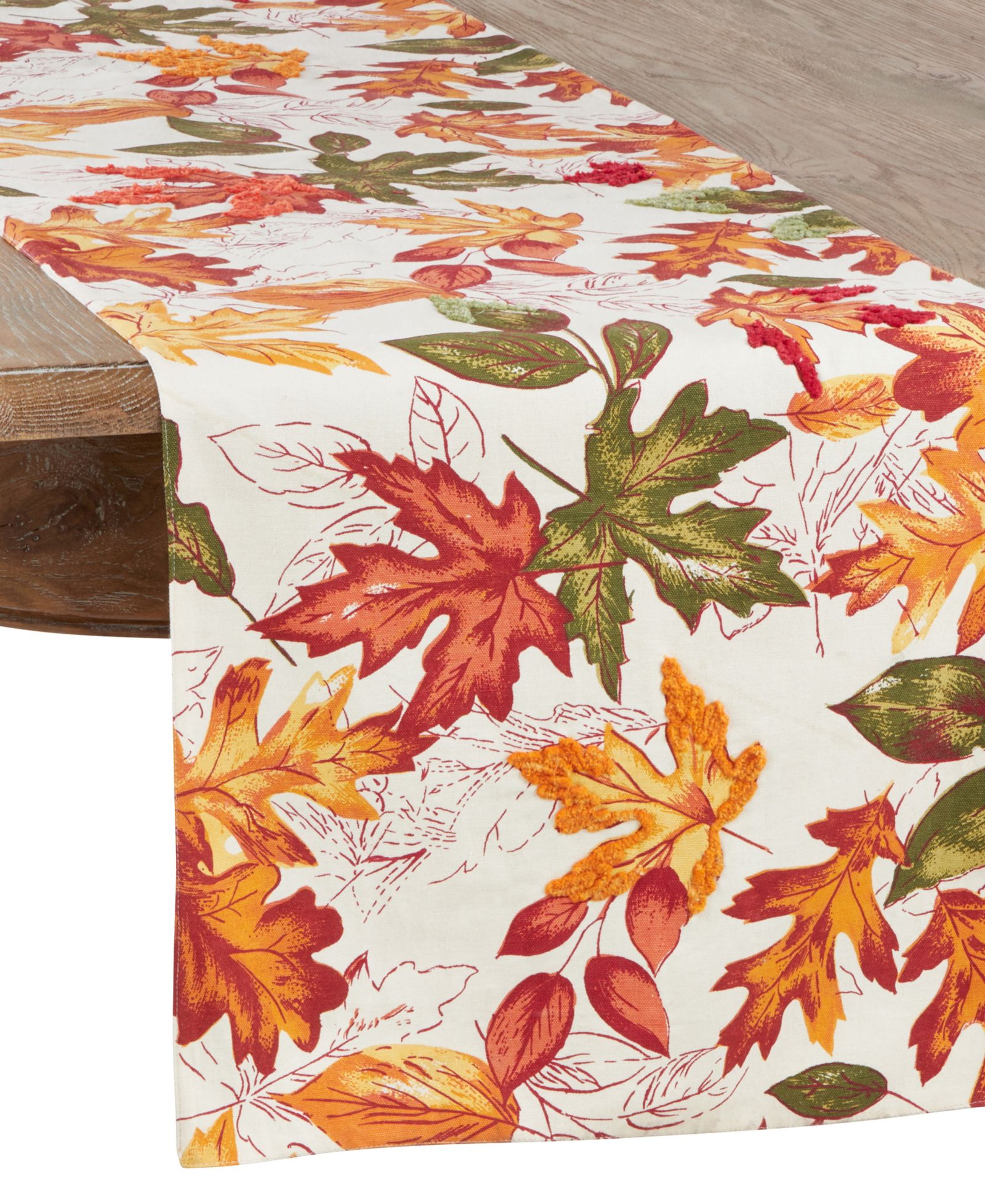 Saro Lifestyle Autumn Leaf Embroidered Table Runner, 54" x 16"