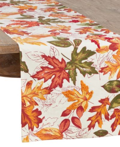 Saro Lifestyle Autumn Leaf Embroidered Table Runner, 54" x 16"