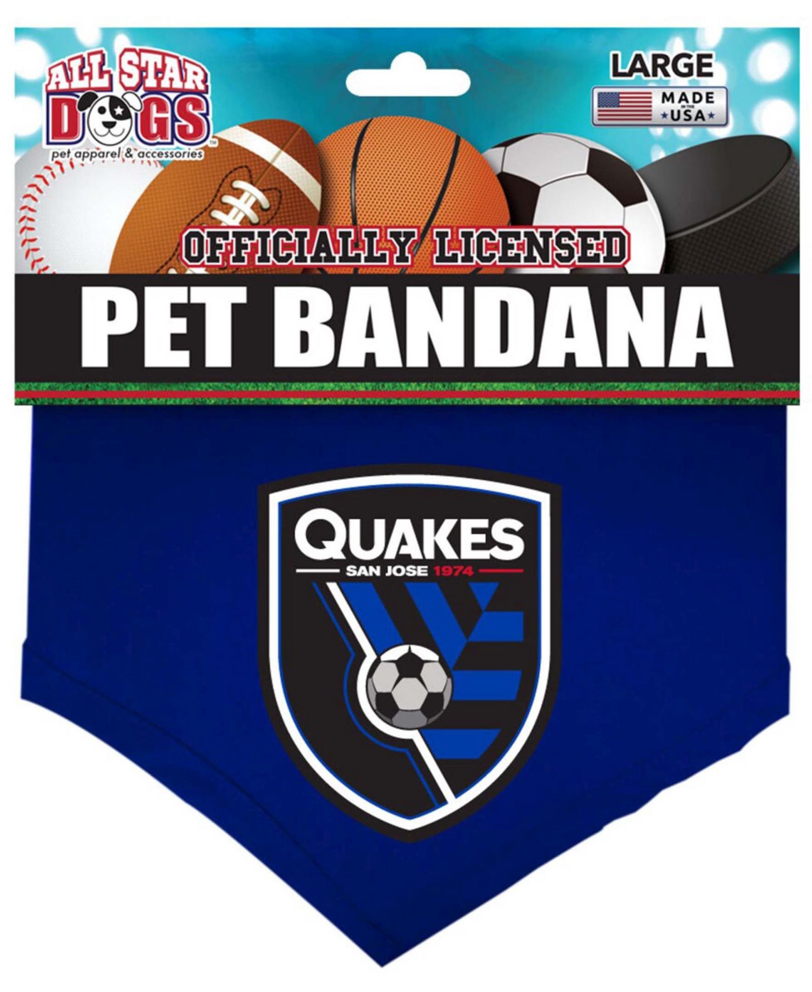 Синяя бандана для домашних животных San Jose Earthquakes