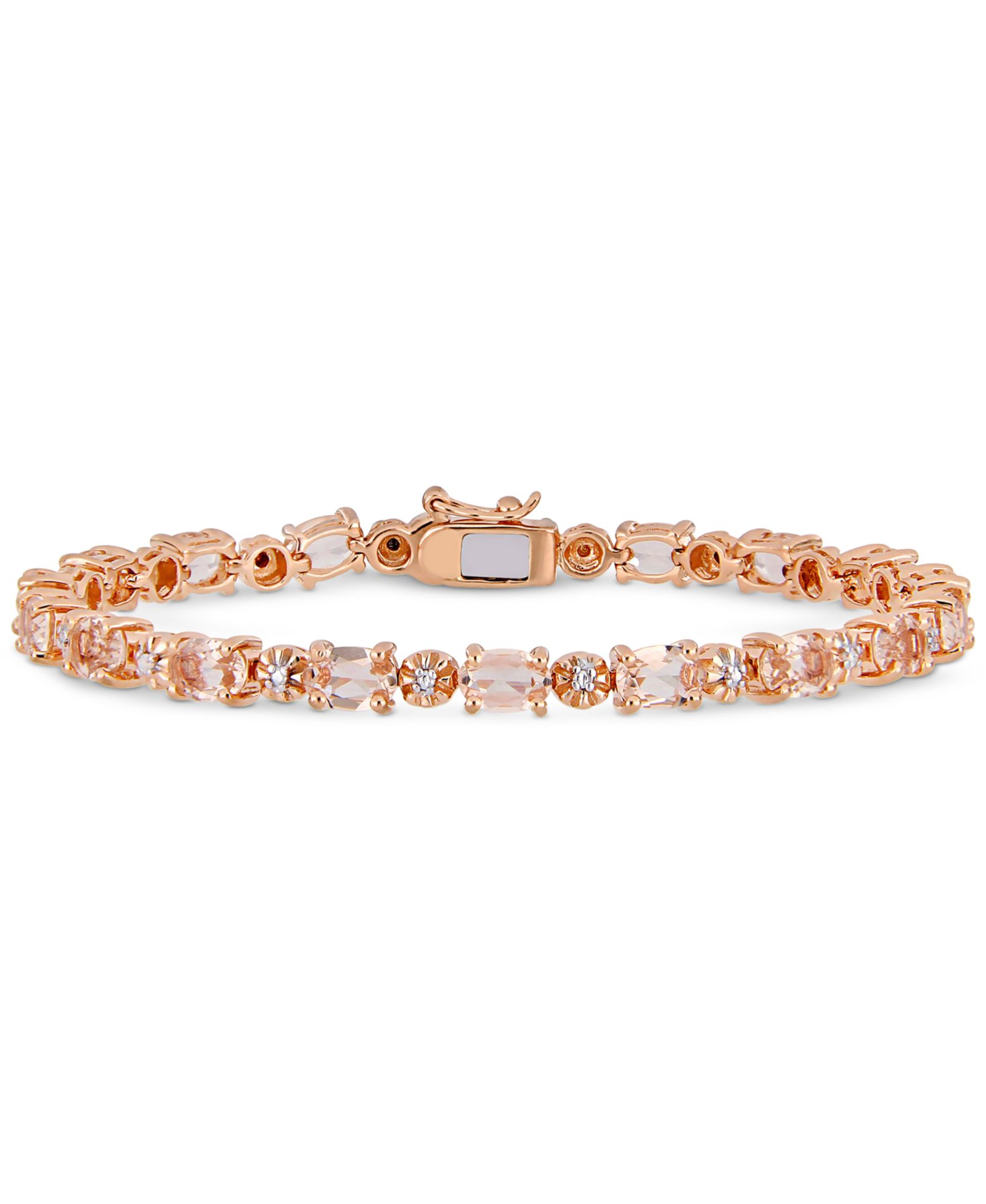 Simulated Morganite (9 ct. t.w.) & Diamond Accent Link Bracelet in 18k Rose Gold-Plated Sterling Silver