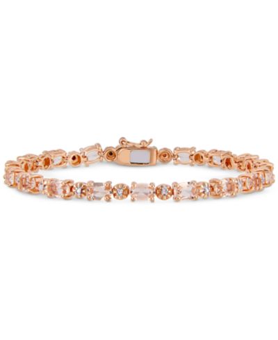 Simulated Morganite (9 ct. t.w.) & Diamond Accent Link Bracelet in 18k Rose Gold-Plated Sterling Silver