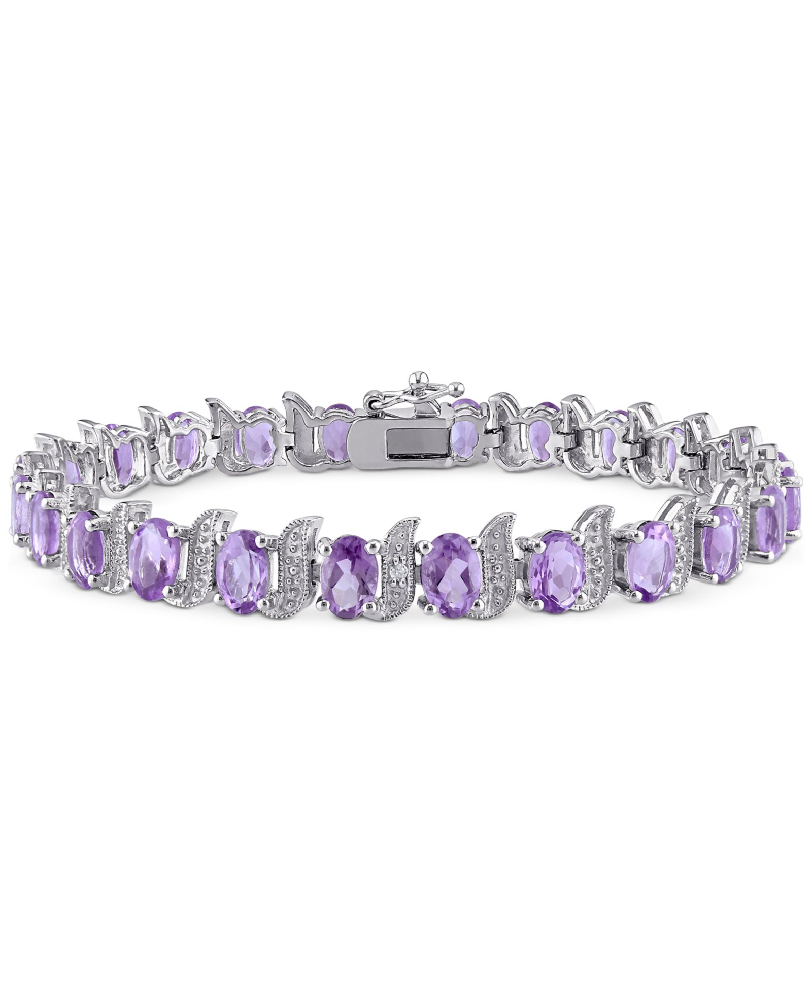 Браслет Macy's Aquamarine (9-5/8 ct. t.w.) & Diamond Accent S Link из стерлингового серебра
