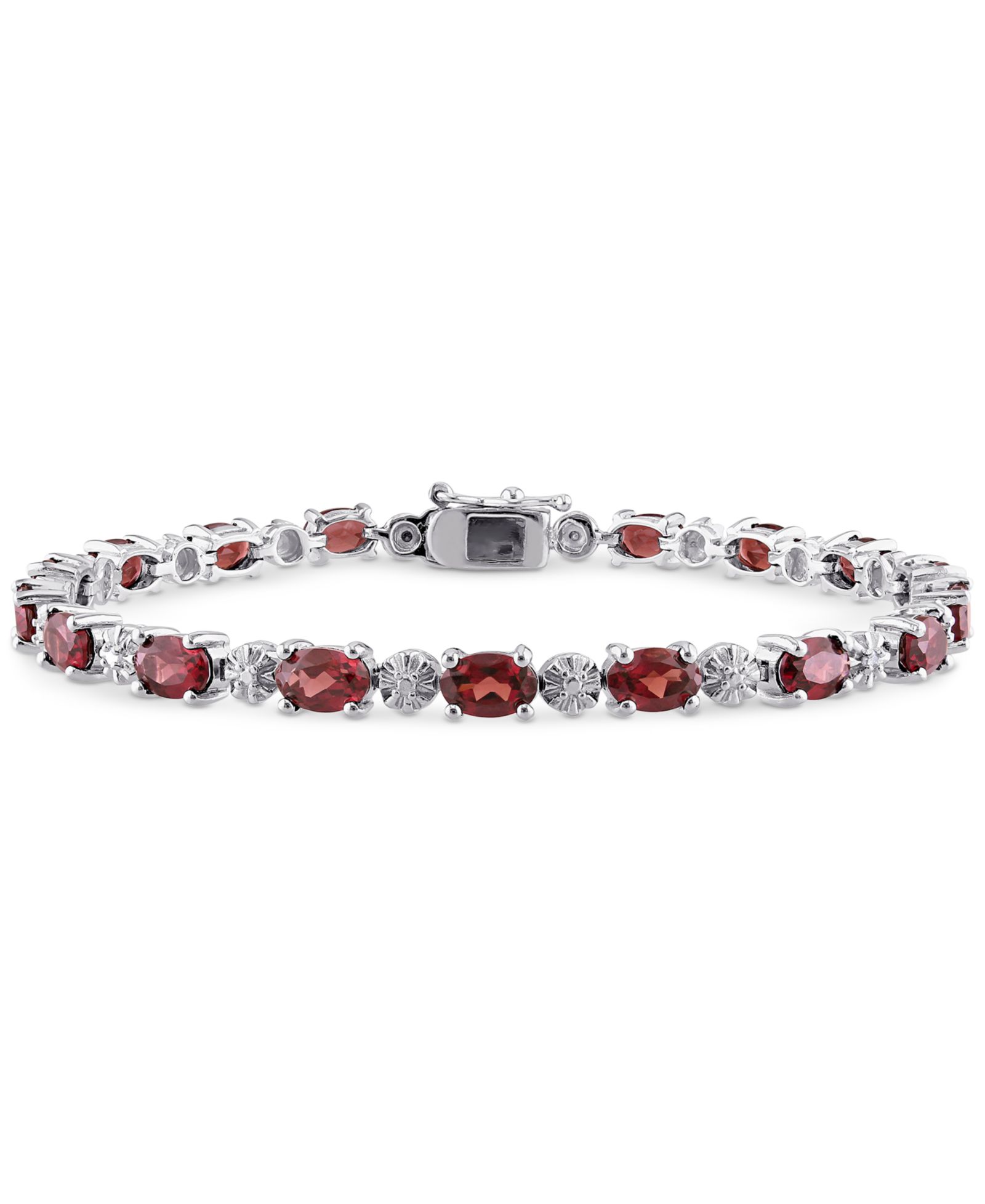 Браслет с гранатом (9-7/8 ct. t.w.) и бриллиантовыми акцентами из стерлингового серебра