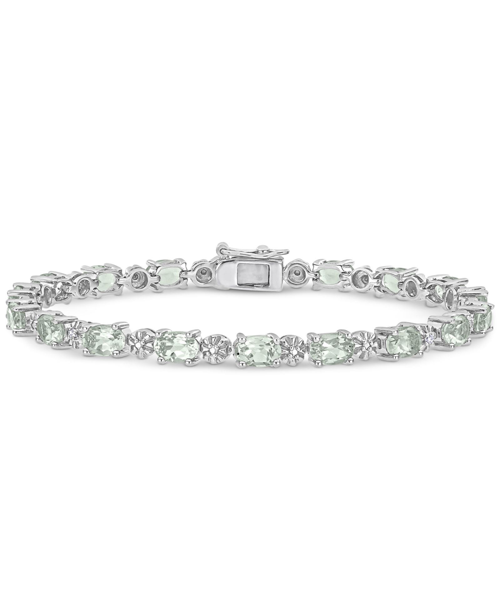 Браслет с зеленым кварцем (7-3/8 ct. t.w.) и бриллиантовым акцентом из стерлингового серебра