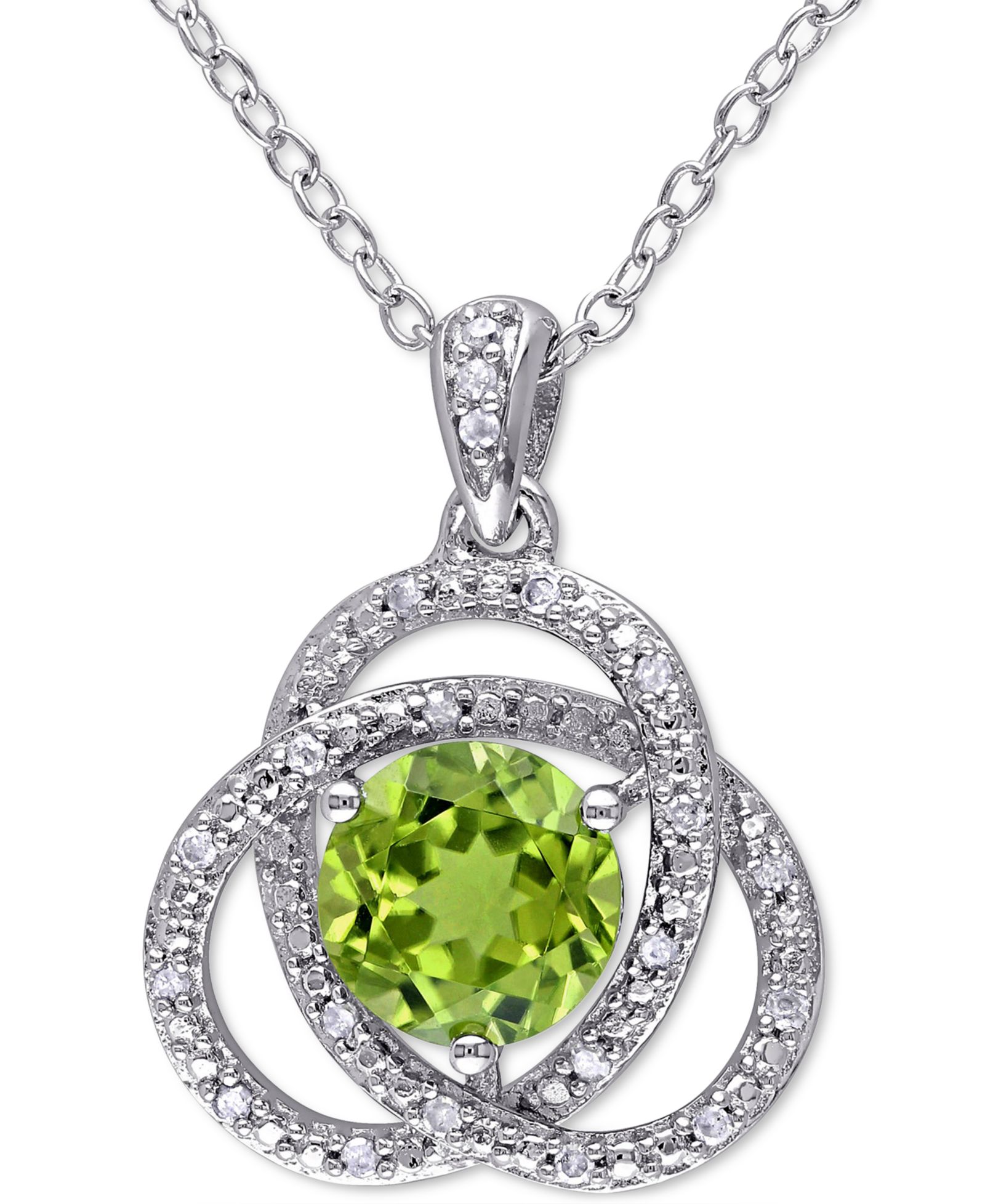 Macy's кулон Ven 18" с перидотом и бриллиантом в серебре Sterling Silver