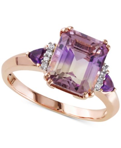 Кольцо с аметрин (3-1/4 ct. t.w.), аметист (1/5 ct. t.w.) и бриллиант (1/20 ct. t.w.) в позолоченном стерлинговом серебре