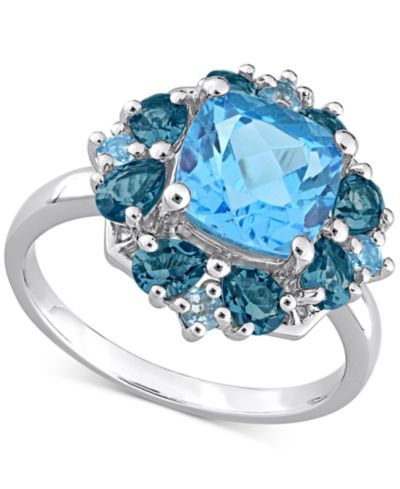 Кольцо Macy's с голубым топазом (4-1/10 ct. t.w.) в стерлинговом серебре