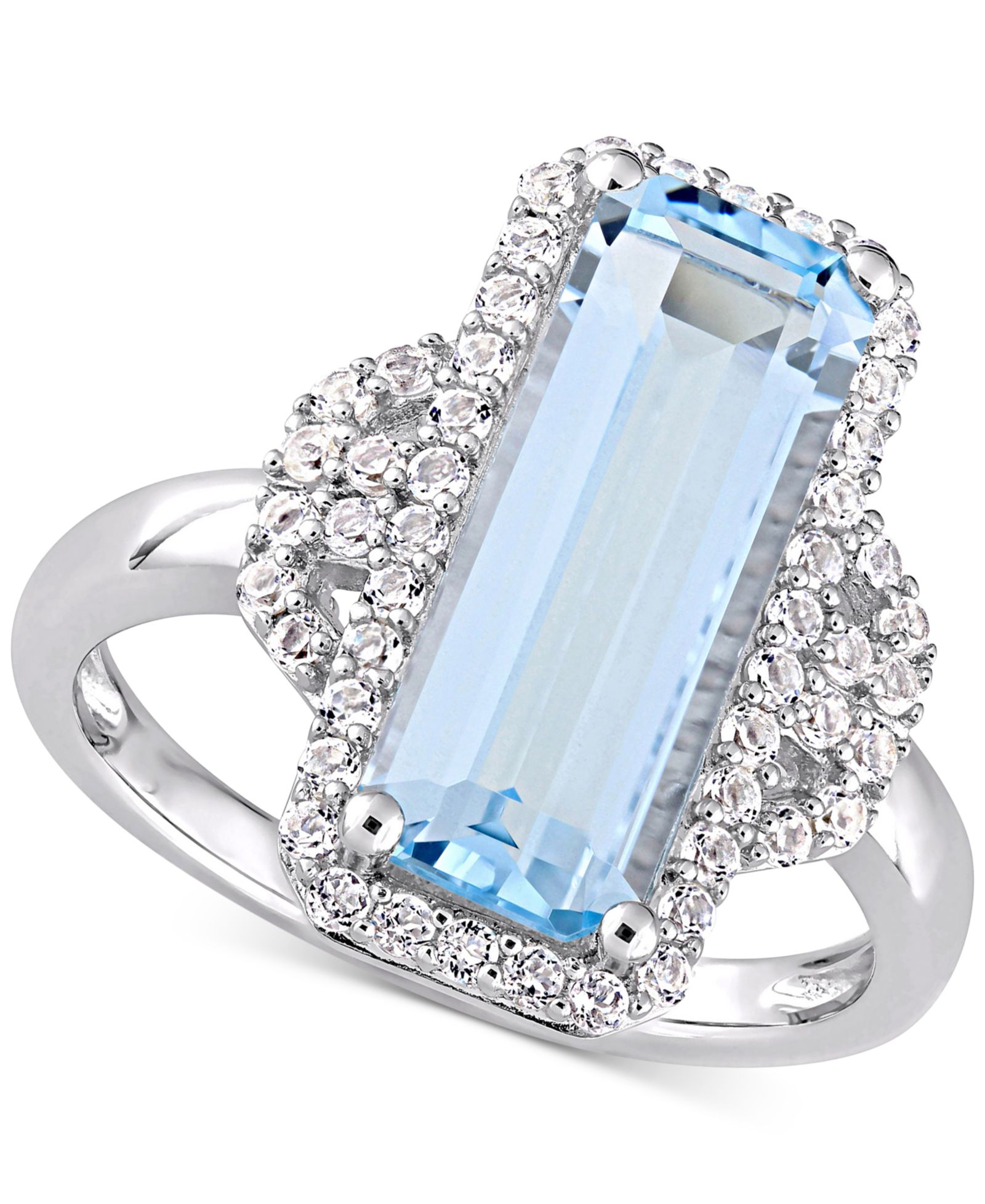 Кольцо Statement Blue Topaz & White Topaz в серебре