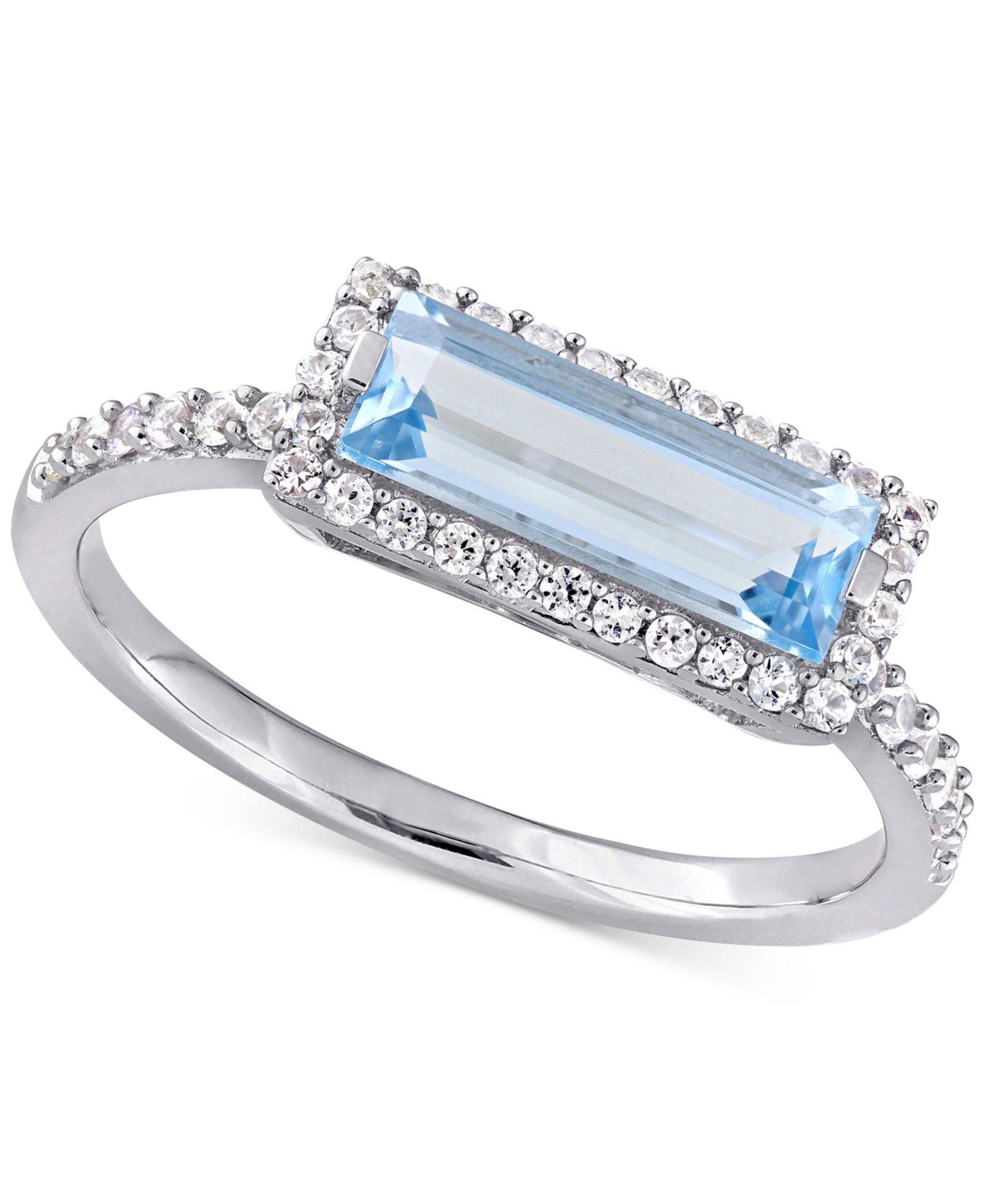 Кольцо Statement из Sterling Silver с Blue Topaz (1-1/2 ct. t.w.) и White Topaz (1/3 ct. t.w.)