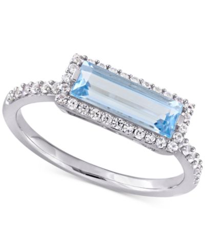 Кольцо Statement из Sterling Silver с Blue Topaz (1-1/2 ct. t.w.) и White Topaz (1/3 ct. t.w.)
