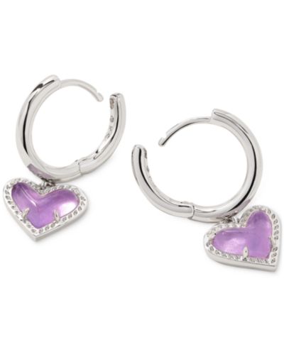 Kendra Scott серьги-кольца Pavé & Colored Heart Charm Huggie Hoop