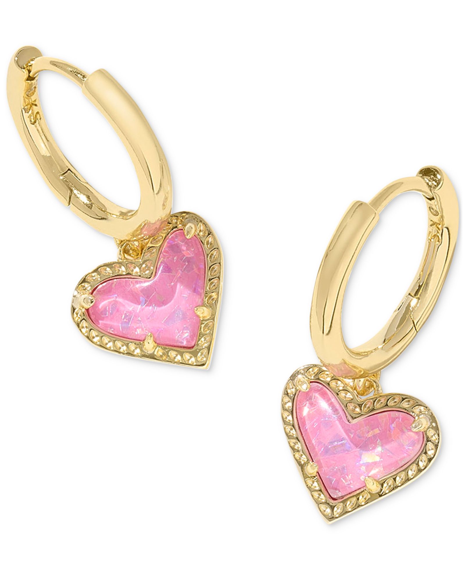 Kendra Scott серьги-кольца Pavé & Colored Heart Charm Huggie Hoop
