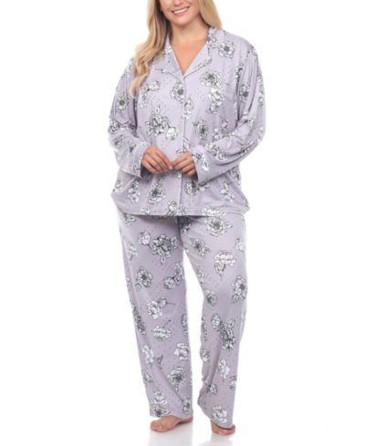 Комплект пижамы White Mark Plus Size Long Sleeve Floral, 2-Piece