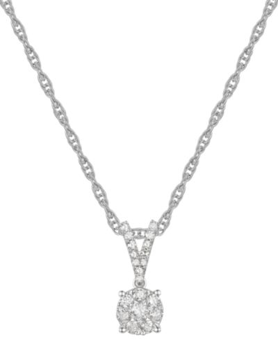Подвеска с бриллиантами 18" (1/4 ct. t.w.), белое золото 10k