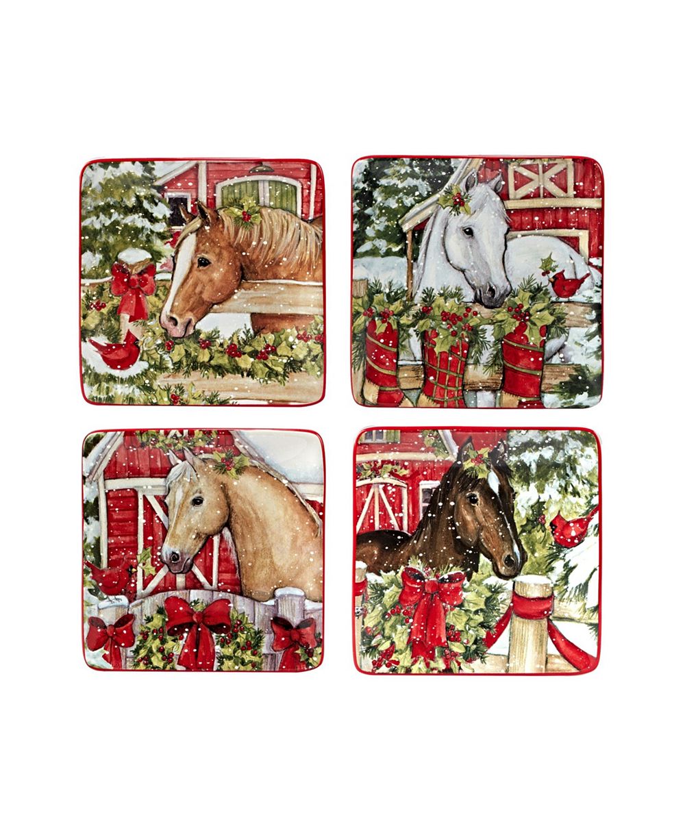 Набор из 4 тарелок для канапе Homestead Christmas