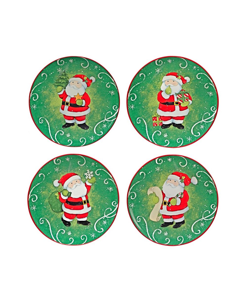 Набор из 4 десертных тарелок Santa Holiday Magic