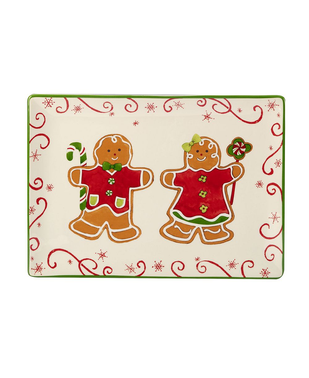 Прямоугольное блюдо Holiday Magic Gingerbread, 14" x 10"