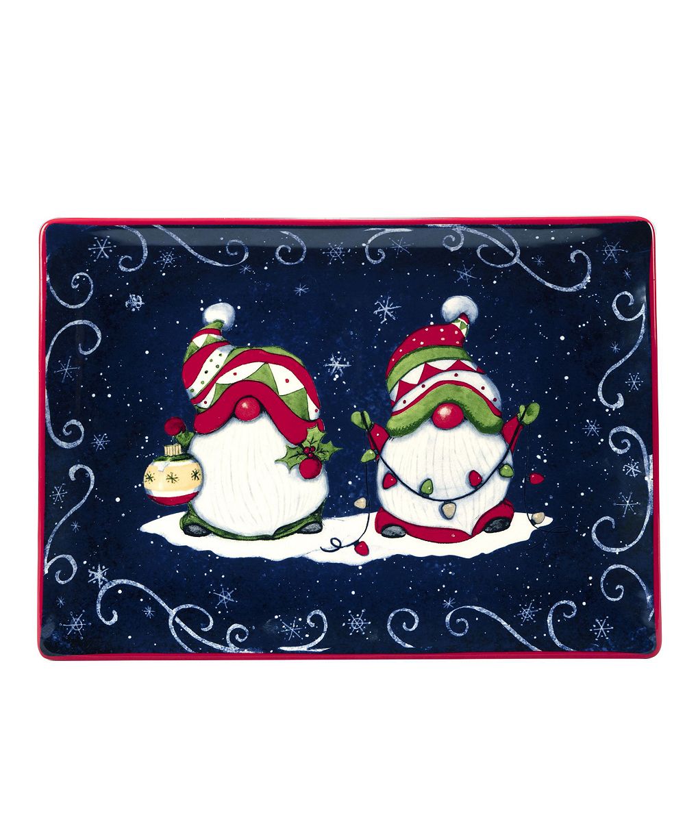Прямоугольное блюдо Holiday Magic Gnomes, 14" x 10"