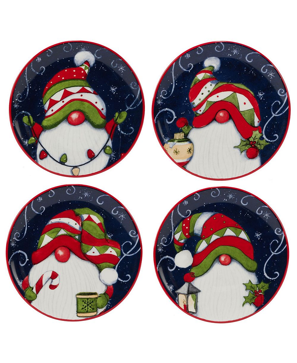 Certified International набор тарелок для канапе Holiday Magic Gnomes 4 шт.
