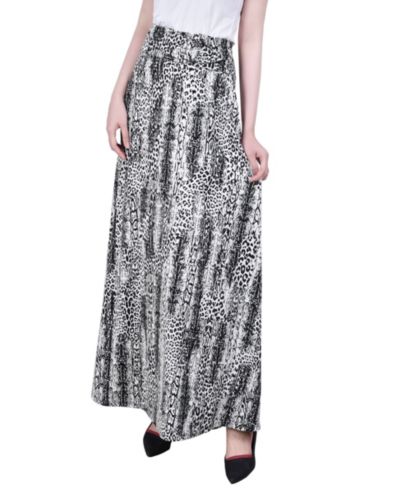 NY Collection Petite Ring Faux Belt A Line Maxi Skirt