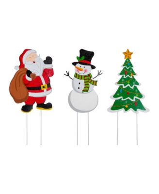 Glitzhome Декор для дома Metal Santa, Snowman, Tree, набор из 3 шт.